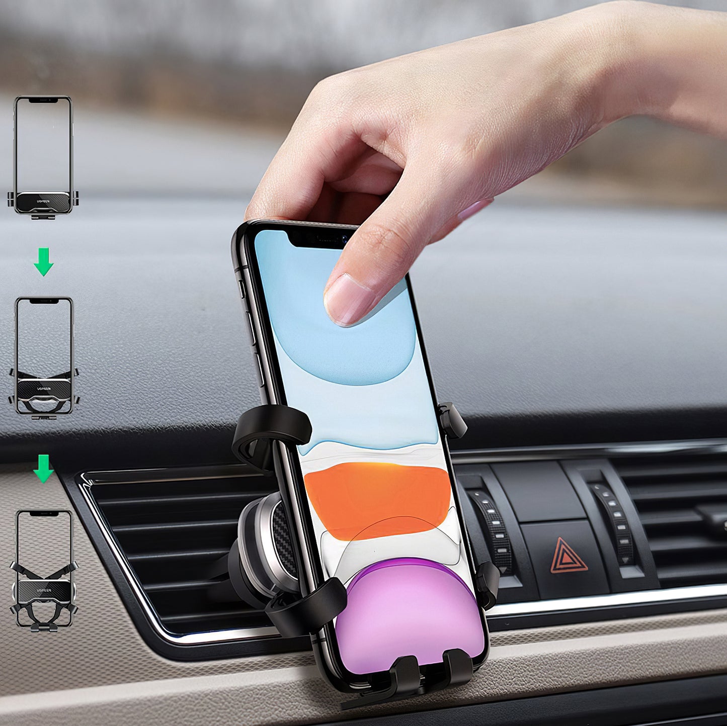 UGREEN Gravity Air Vent Bilhållare, Universal, Svart