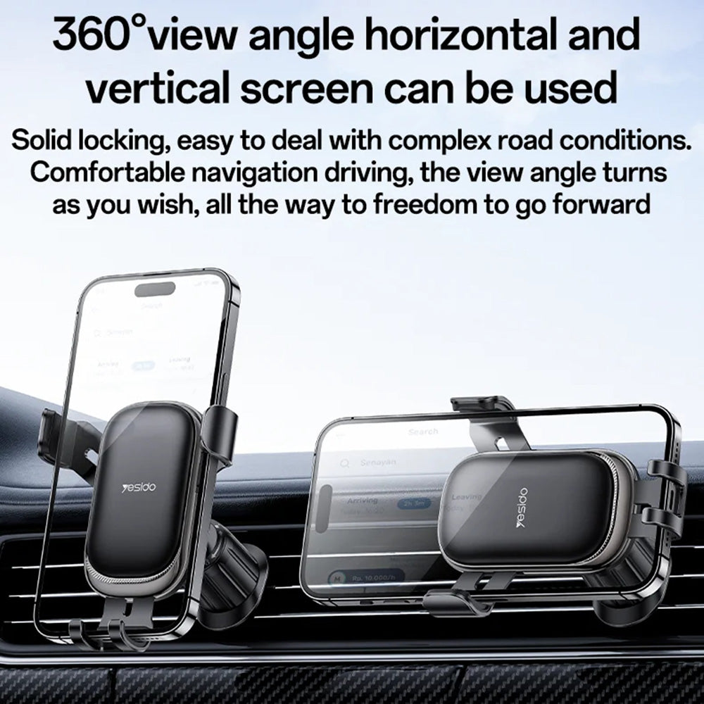 Bilhållare Yesido C247, 4.7 tum - 7.2 tum, Svart