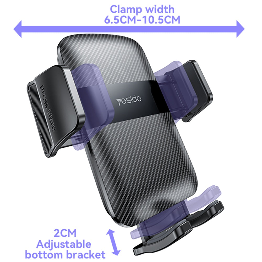 Bilhållare Yesido C251, 4.8 tum - 7.2 tum, Svart