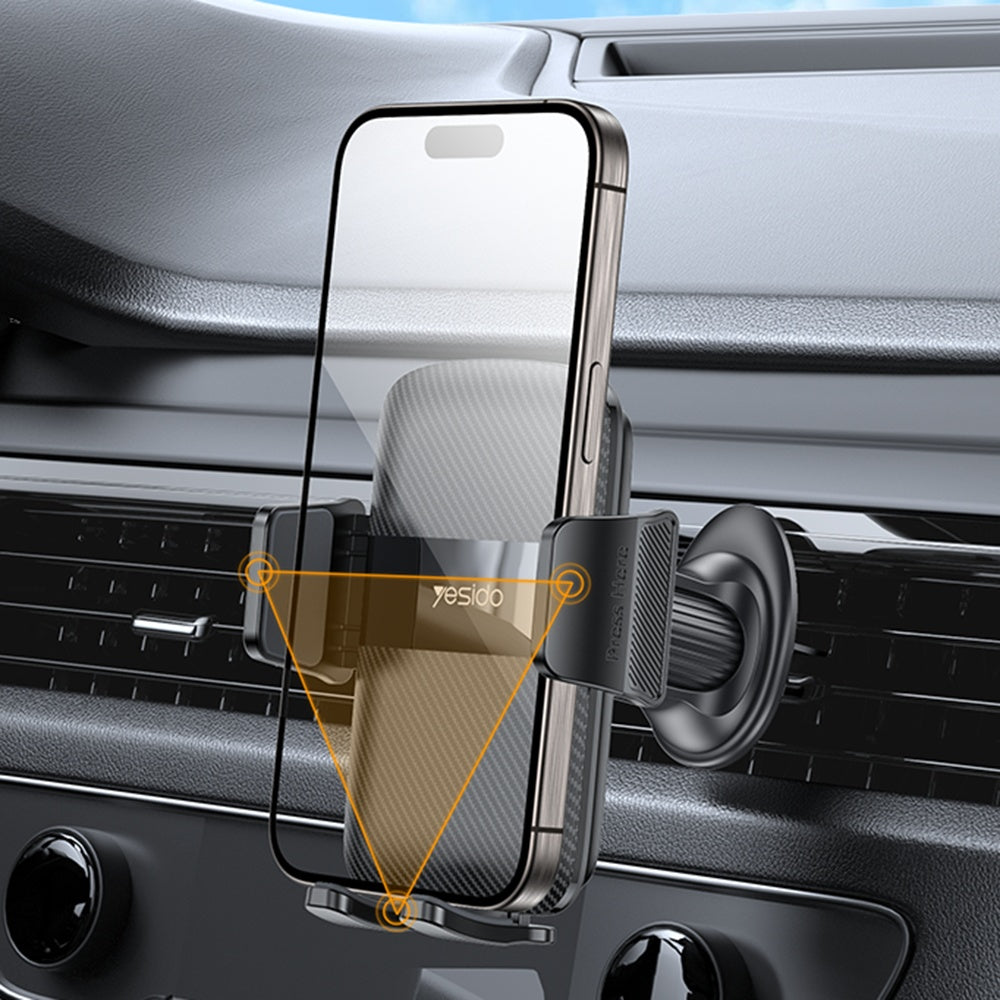 Bilhållare Yesido C251, 4.8 tum - 7.2 tum, Svart