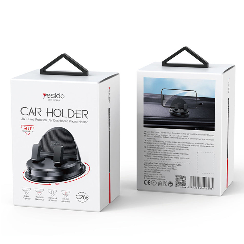 Bilhållare Yesido C268, 4 tum - 8 tum, Svart