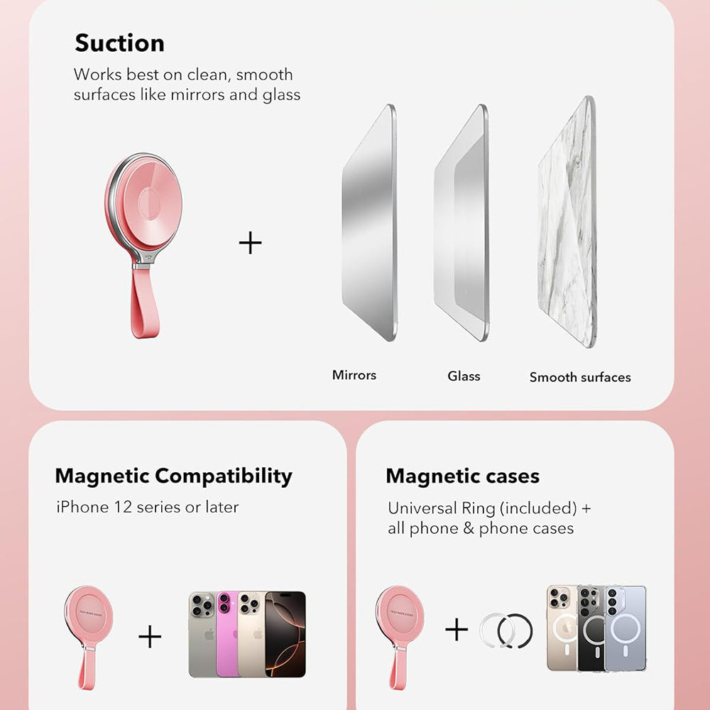 ESR HaloLock Läder Ringhållare, Universal, Rosa