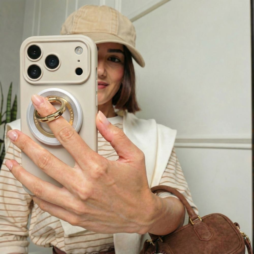 Tech-Protect MMR700 Lamano Ringstöd, Universal, Guld Silver