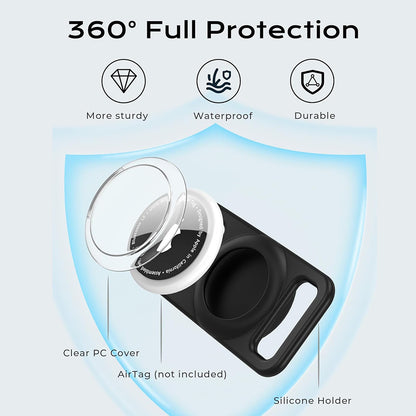 Techsuit BuddyGuard DG1-stöd för Apple AirTag på husdjurs halsband, Svart