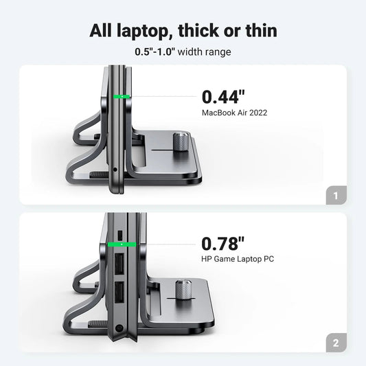 Vertikalt UGREEN LP258-stöd för laptop med tjocklek 12mm - 26mm, Silver