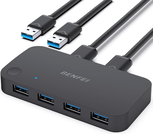 USB-switch Benfei, 4 x USB-A 3.0, Svart