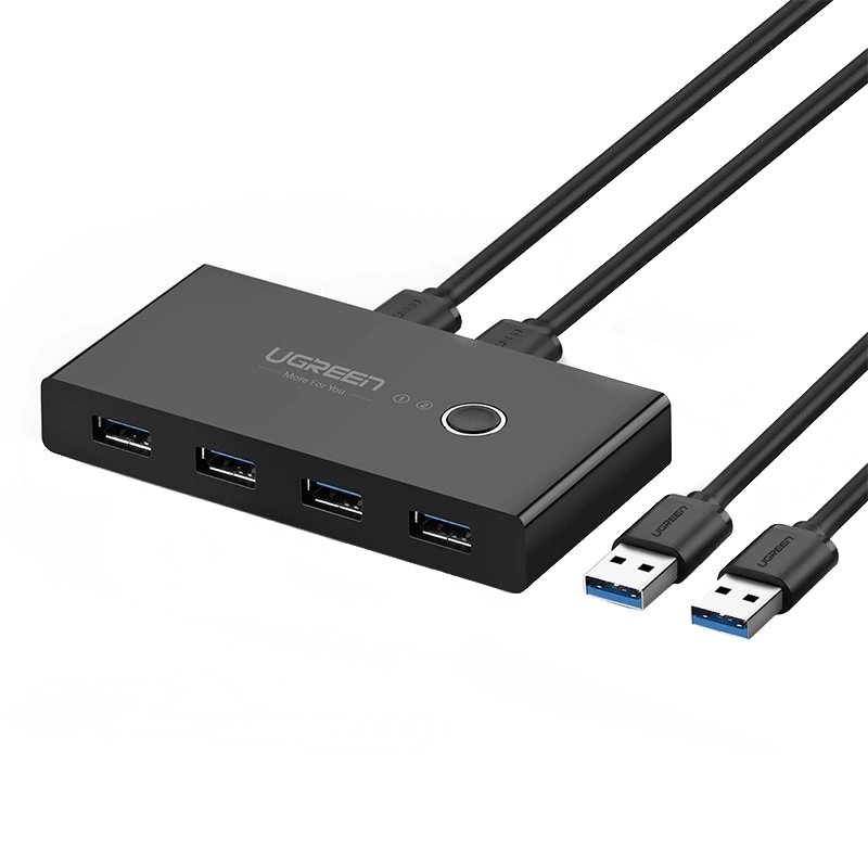 USB-switch UGREEN US216 (30768) Tvådelad delningsbox Ny version, 4 x USB-A 3.0, Svart