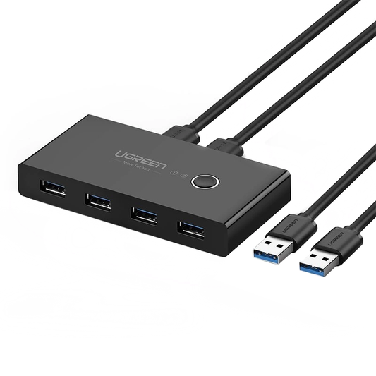 USB-switch UGREEN US216 (30768) Tvådelad delningsbox Ny version, 4 x USB-A 3.0, Svart