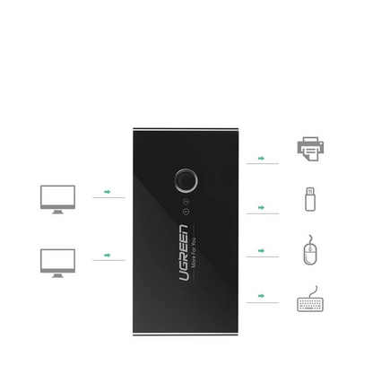 USB-switch UGREEN US216 (30768) Tvådelad delningsbox Ny version, 4 x USB-A 3.0, Svart