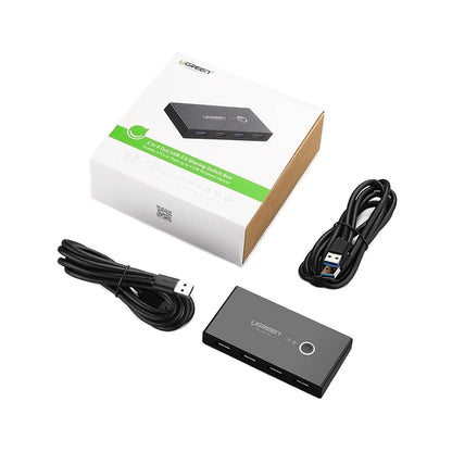 USB-switch UGREEN US216 (30768) Tvådelad delningsbox Ny version, 4 x USB-A 3.0, Svart