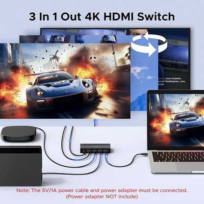 HDMI-växel UGREEN AW504 (55857), Svart