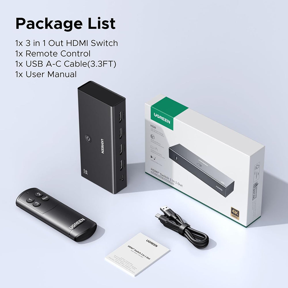 HDMI-växel UGREEN AW504 (55857), Svart