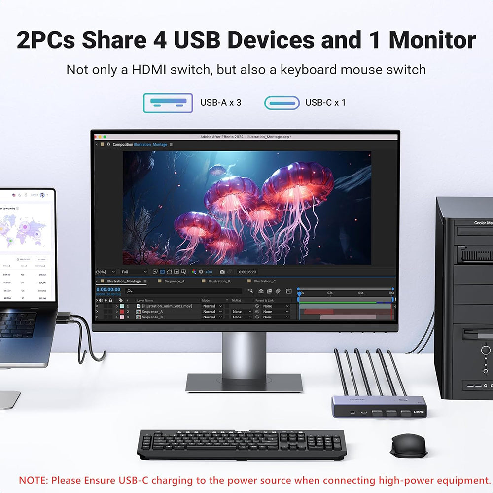 Switch Video UGREEN CM692, Grå
