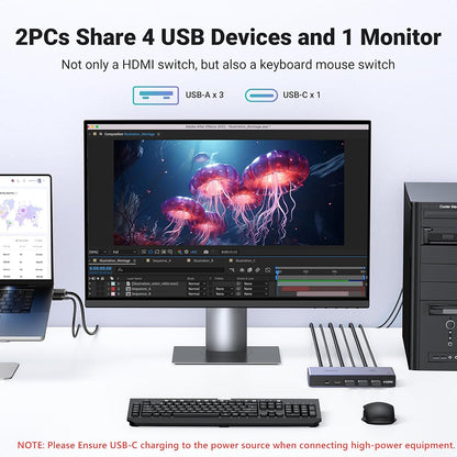 Switch Video UGREEN CM692, Grå