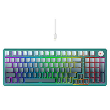 Gamingtangentbord HAVIT KB899L, RGB, 1.8m, Vit Grön