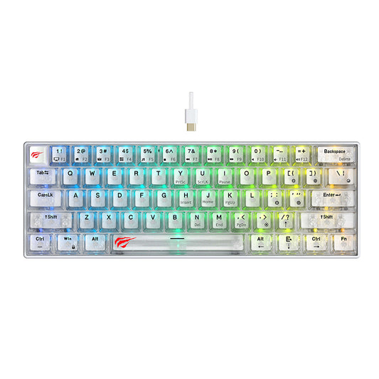 Gamingtangentbord HAVIT KB903L, RGB, 1.8m, Vit Transparent