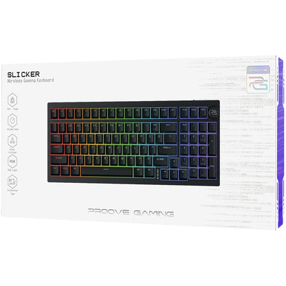 Trådlöst gamingtangentbord Proove Slicker, RGB, BT / Wi-Fi / Kabelanslutet, 1.8m, Svart WKSLEN00022401