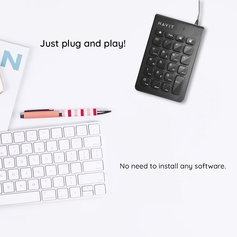 Numeriskt tangentbord Wired USB HAVIT KB223, 1.5m, Svart