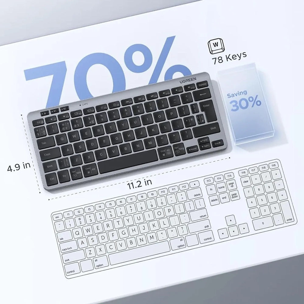 Trådlöst tangentbord UGREEN 75049, BT / Wi-Fi, Svart