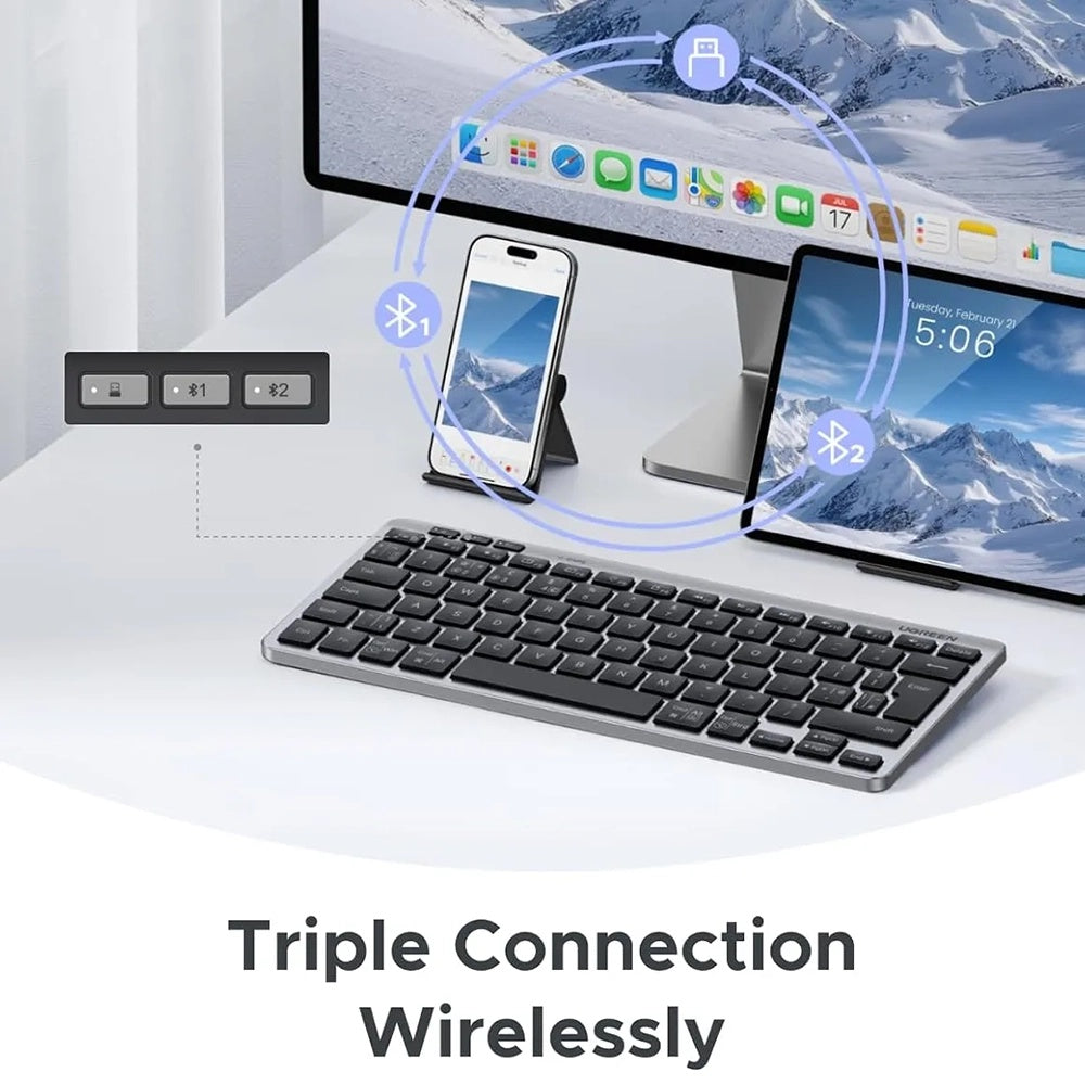 Trådlöst tangentbord UGREEN 75049, BT / Wi-Fi, Svart