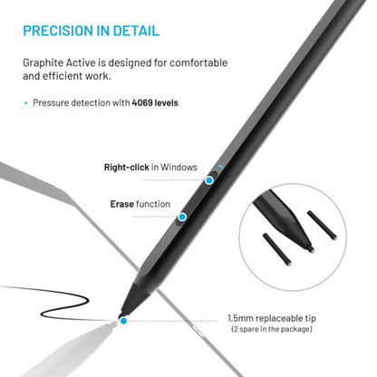 Touch Pen Fixed Graphite Active för enheter med MPP-stöd, Svart