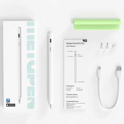 Touch Pen Metapen Air8 Pro för Apple iPad, Aktiv Version, Vit ME-APP172
