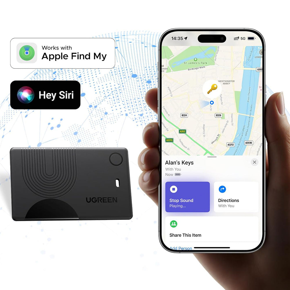 UGREEN SmartTag Smart Finder Slim 2 CM920 (75120A) för iOS-serien, set med 2 stycken, svart