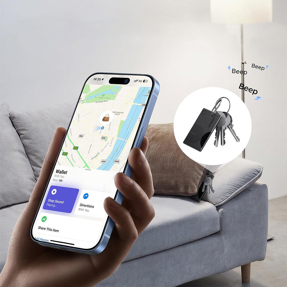 UGREEN SmartTag Smart Finder Slim 2 CM920 (75120A) för iOS-serien, set med 2 stycken, svart