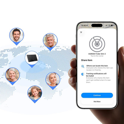 UGREEN SmartTag Smart Finder Slim 2 CM920 (75120A) för iOS-serien, set med 2 stycken, svart